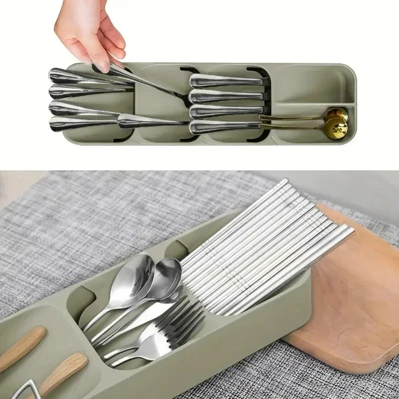 Multi-Purpose Cutlery Storage Tray – Compartmentalized Kitchen Drawer Organizer