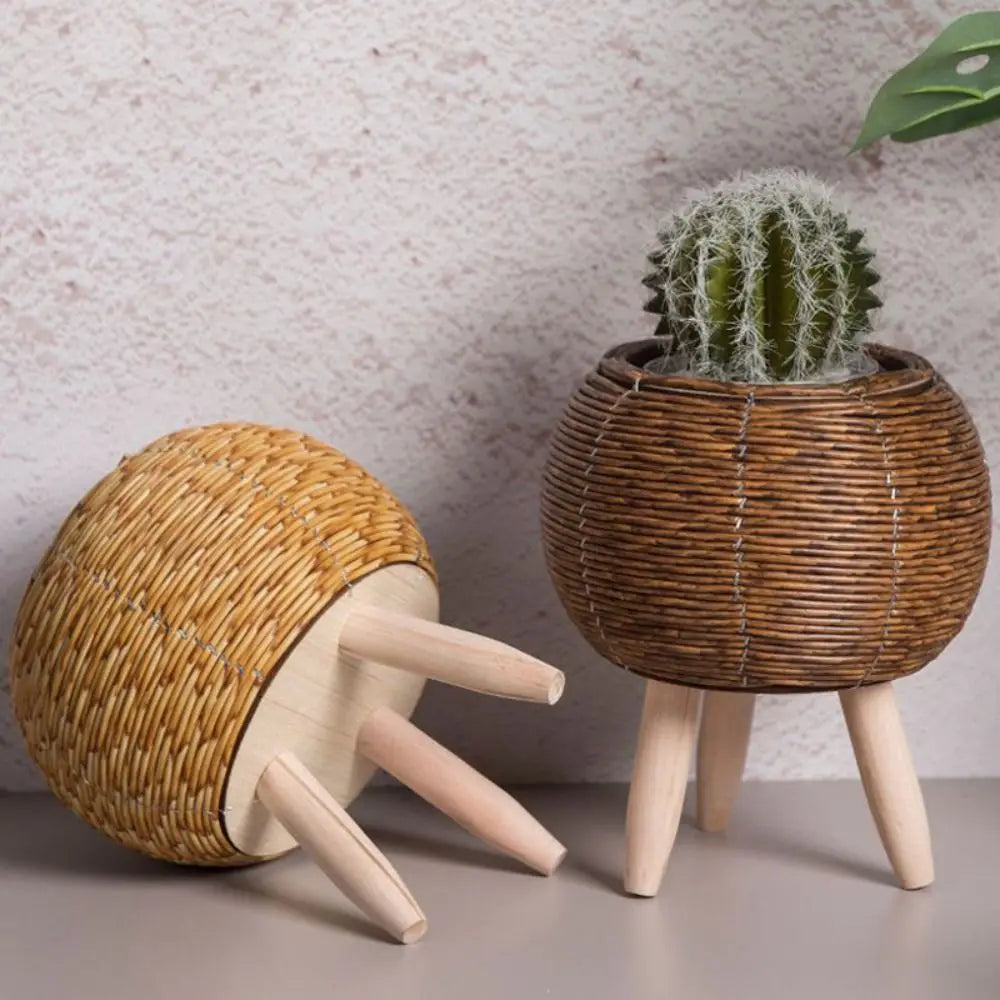 Rattan Woven Flower Pot with Removable Legs – Durable Handcrafted Plant Stand