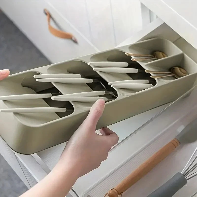 Multi-Purpose Cutlery Storage Tray – Compartmentalized Kitchen Drawer Organizer