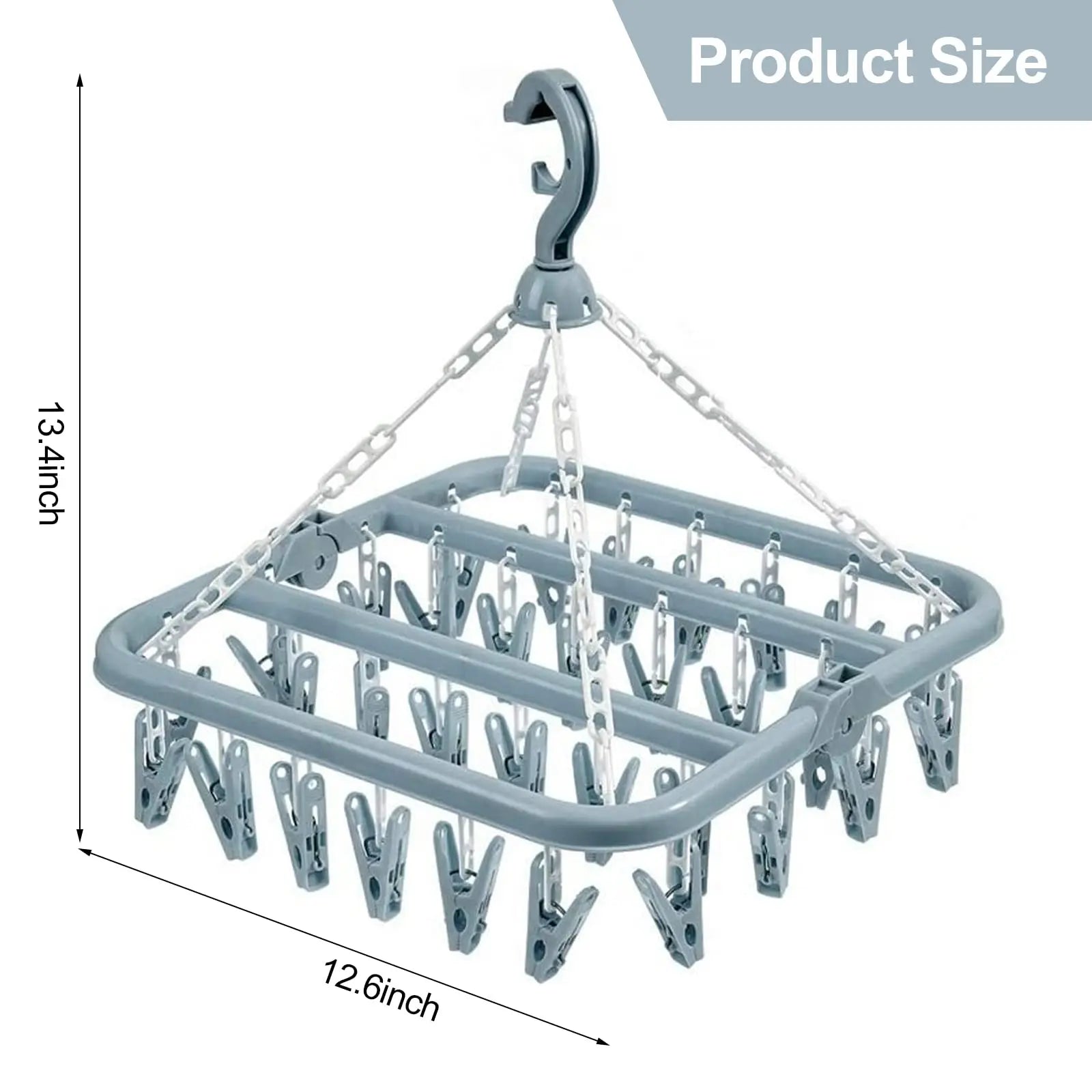 Foldable Drip Hanger with 32 Clips – Plastic Clothes Drying Rack for Underwear & Socks