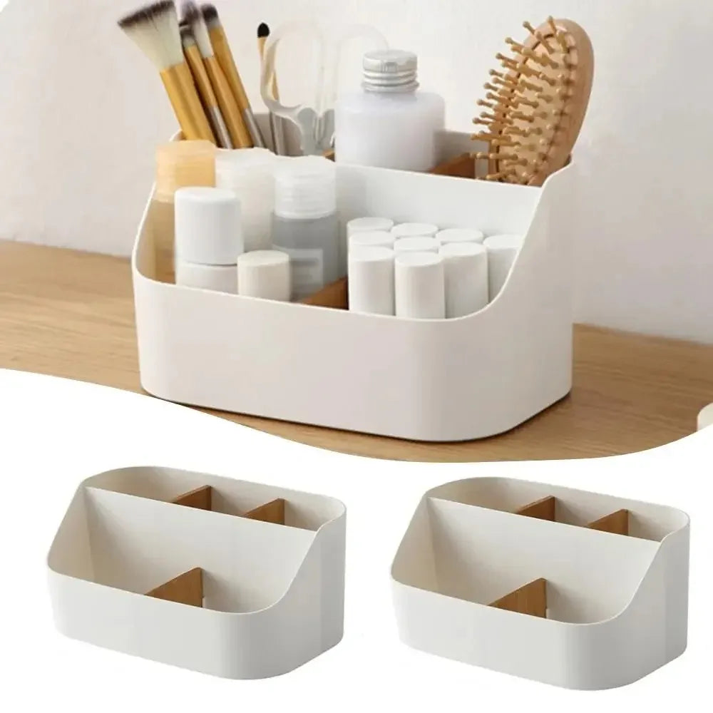 Partitioned Office & Cosmetic Storage Box – Organizer for Desk and Living Room