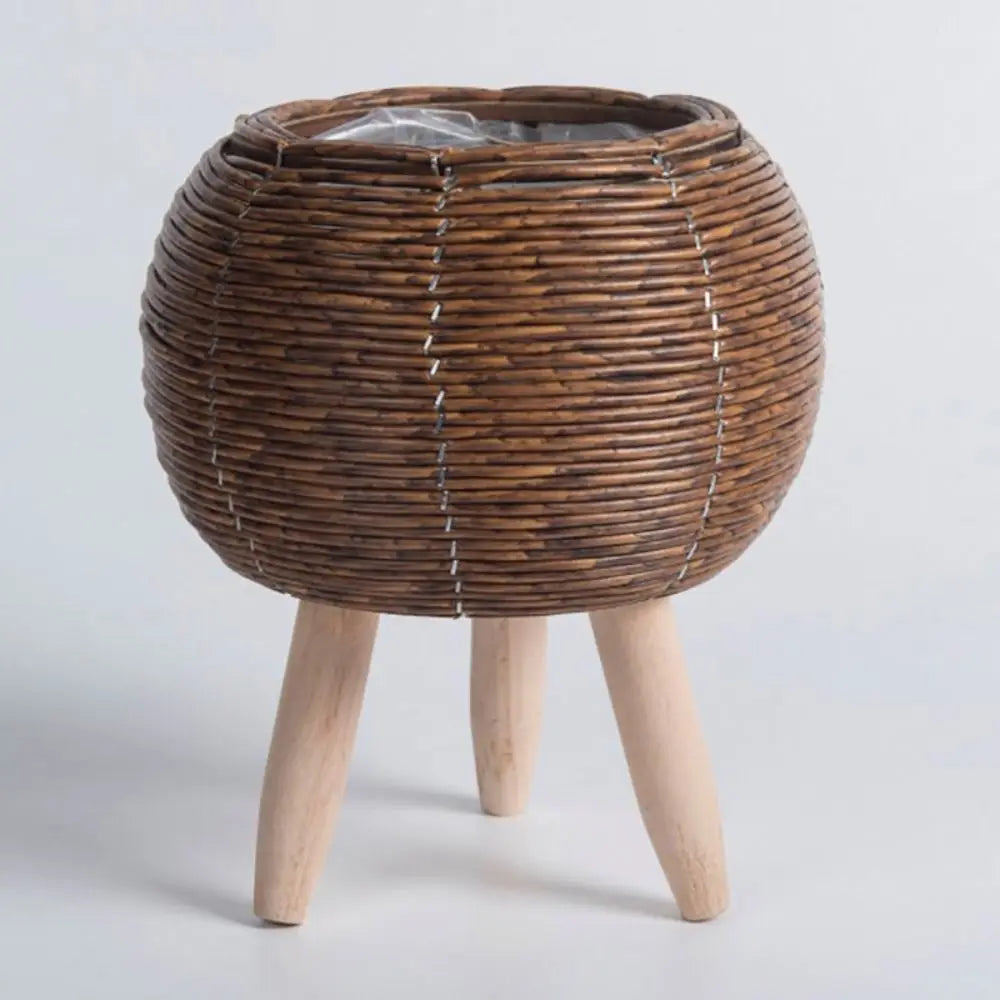 Rattan Woven Flower Pot with Removable Legs – Durable Handcrafted Plant Stand